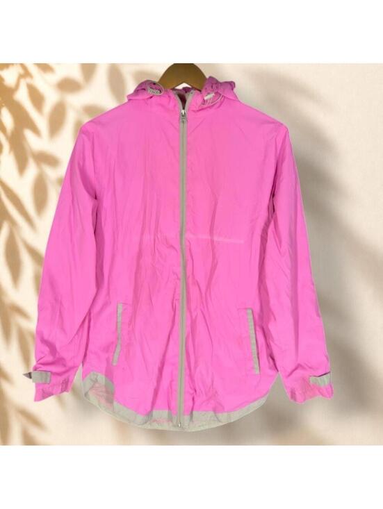 Jackets & Blazers - The Coral Palms Windbreaker Jacket Women S Small Pink Full Zip Hooded Pockets